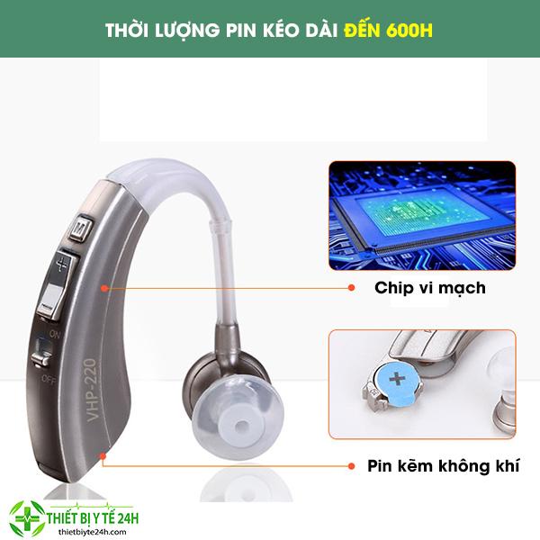 Máy Trợ Thính, Tai Nghe Trợ Thính Không Dây VHP220 - Khuếch Đại Âm Thanh Lớn, Siêu Tiết Kiệm Pin, Lọc Tạp Âm 4 Cấp Độ