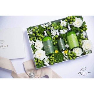 Combo bộ bưởi Vijully 3in1 Tinh Dầu Bưởi, Kem Ủ Bưởi, Gội Bưởi kèm túi đựng và hộp [chính hãng cty]