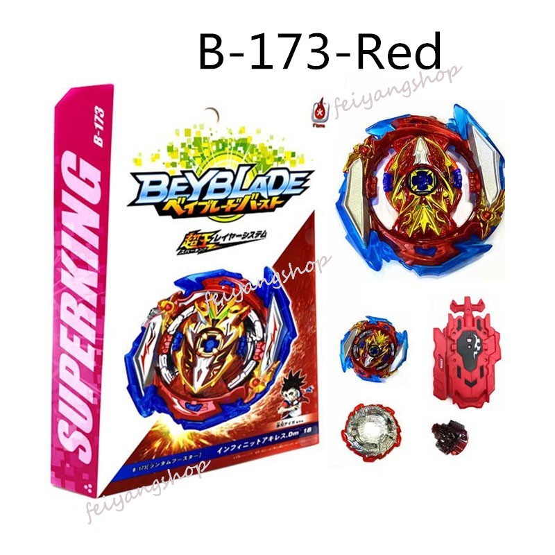 Beyblade Burst B-176 Superking Hollow Deathscyther B-175 Lucifer The End B-173 Infinite AchillesB-172 World B-171 Tempest Dragon B-167 Sparking SuperKing Booster Mirage Fafnir