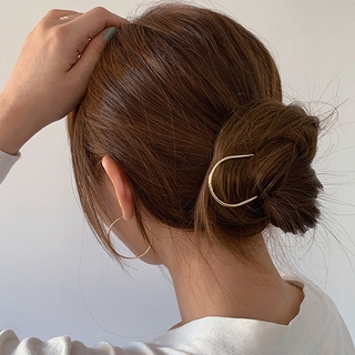 Metal u-shaped hairpin daily simple modern hairpin ins ancient style Korean elegant temperament ball head hairpin