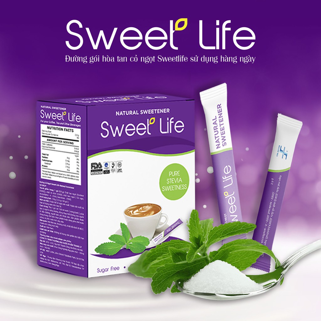 Đường ăn kiêng cỏ ngọt Sweet Life cho người ăn kiêng (50 gói)