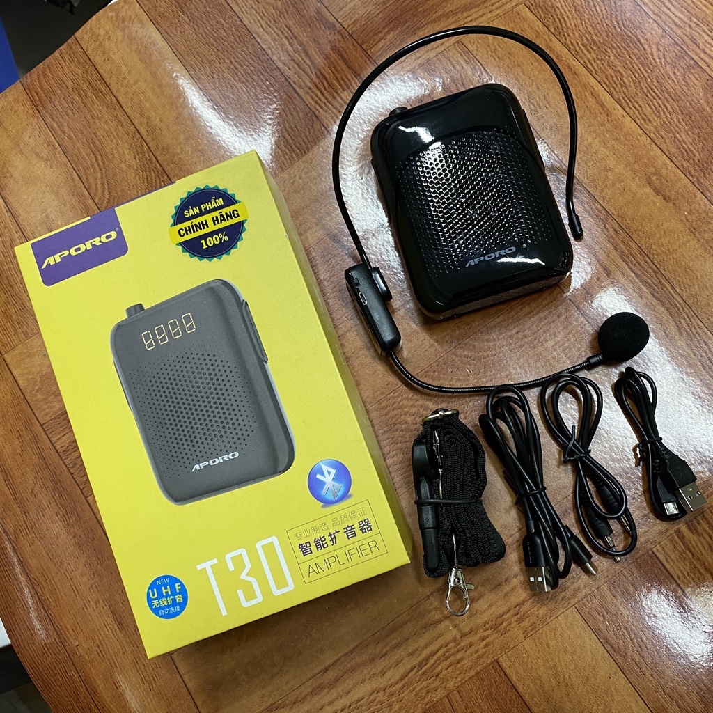 Máy trợ giảng không dây APORO T30 UHF Bluetooth chính hãng BH 12 tháng
