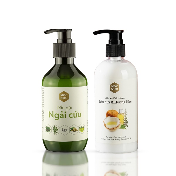 Bộ Đôi Dầu Gội Ngãi Cứu + Dầu Xả Dầu Dừa Mộc Nhu 300ml Cho Tóc Gàu Nấm