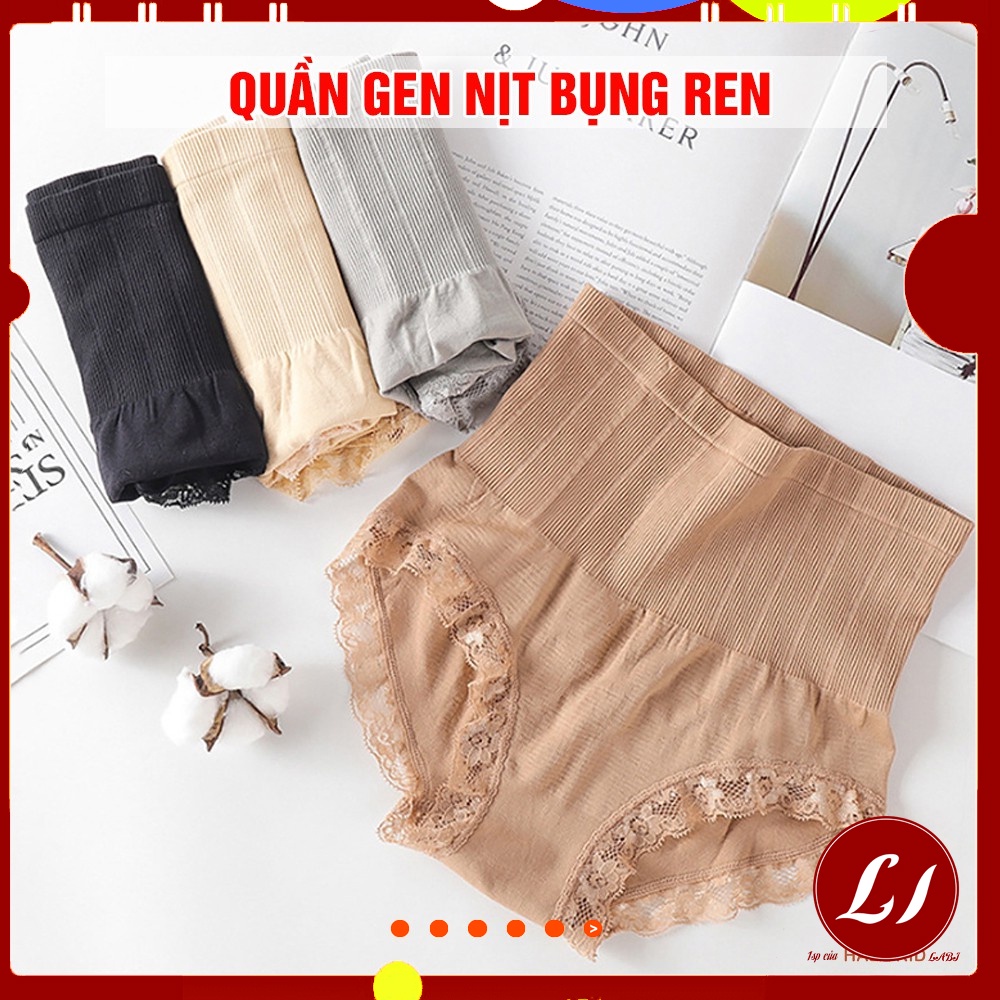 Quần gen NỊT BỤNG định hình eo thon phối ren - Freesize 40- 60kg