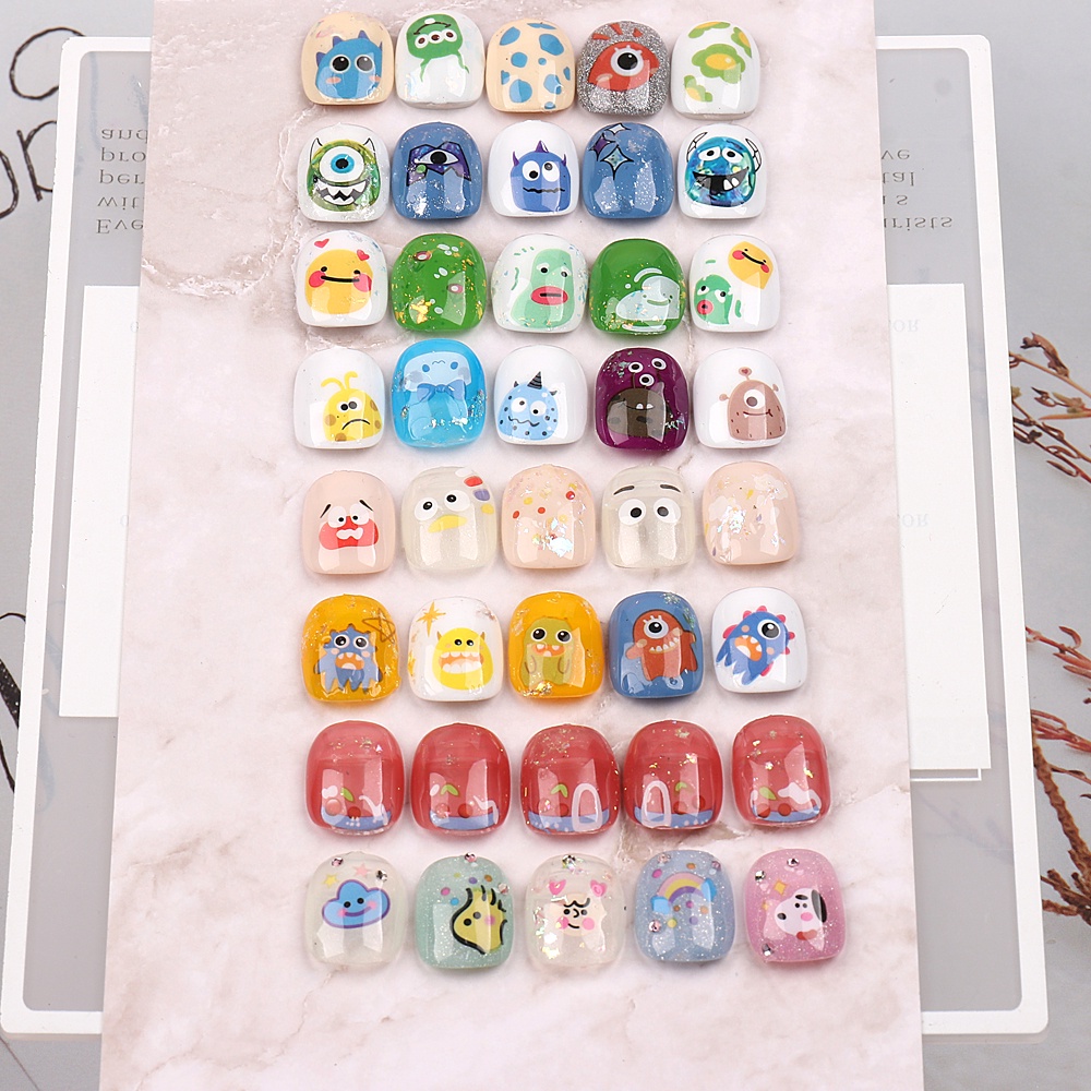 Miếng Dán Móng Tay Họa Tiết Quái Vật Hoạt Hình 3D DIY