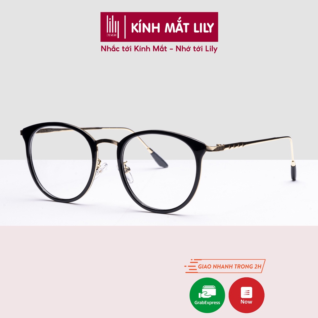 Gọng kính cận nữ LILYEYEWEAR mắt tròn kim loại thanh mảnh nhẹ nhàng thời trang 9228 - Hàng nhập khẩu