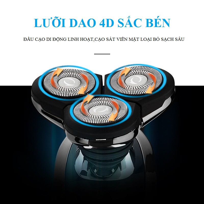 Máy cạo râu cao cấp Shaver tự động mài 3 lưỡi dao - bộ dao cạo râu điện sử dụng pin sạc cổng USB tiện lợi