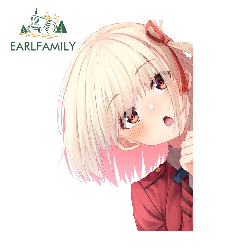 Earlfamily 13cm x 8.4cm Dán Xe Ô Tô Inoue Takina Lycoris giật Peeker Caravan Chống Thấm Nước Decal Ván Lướt Sóng Anime RV JDM Miếng Dán