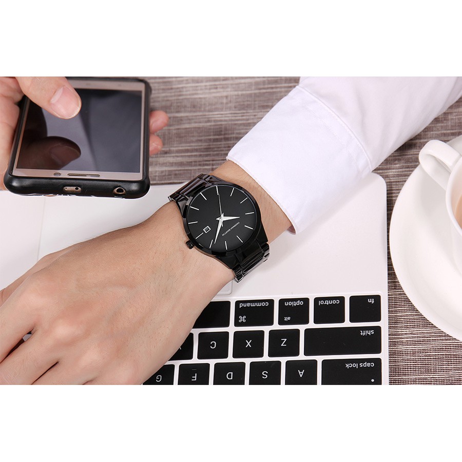 Đồng hồ nam Hannah Martin doanh nhân dây hợp kim thép không gỉ cao cấp chống nước 3ATM bảo hành 1 năm