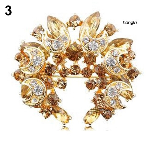 Ghim Cài Áo Hình Mặt Trăng Và Hoa Đính Kim Cương Giả Thời Trang Cho Nữ