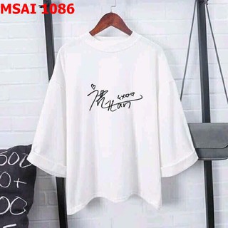 Áo thun nữ tay lỡ chữ kí 1086