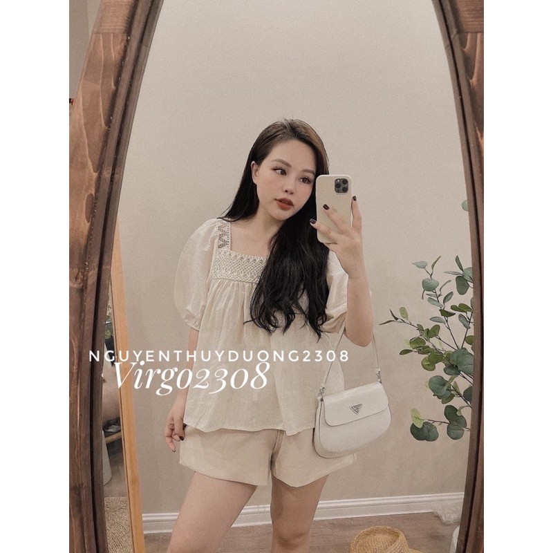 [Ảnh thật/Sẵn]Set áo BABYDOLL LINEN cổ vuông viền ren | BigBuy360 - bigbuy360.vn