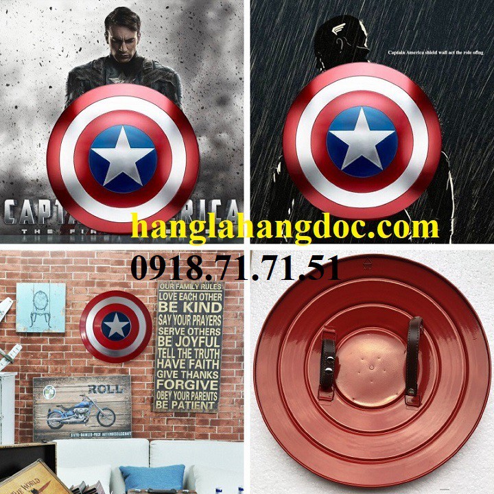 Khiên sắt Captain America có dây đeo tay, tỉ lệ 1:1 như thật (47,5 cm đường kính)