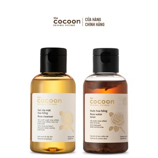 Combo Gel rửa mặt hoa hồng 140ml + Nước hoa hồng 140ml Cocoon