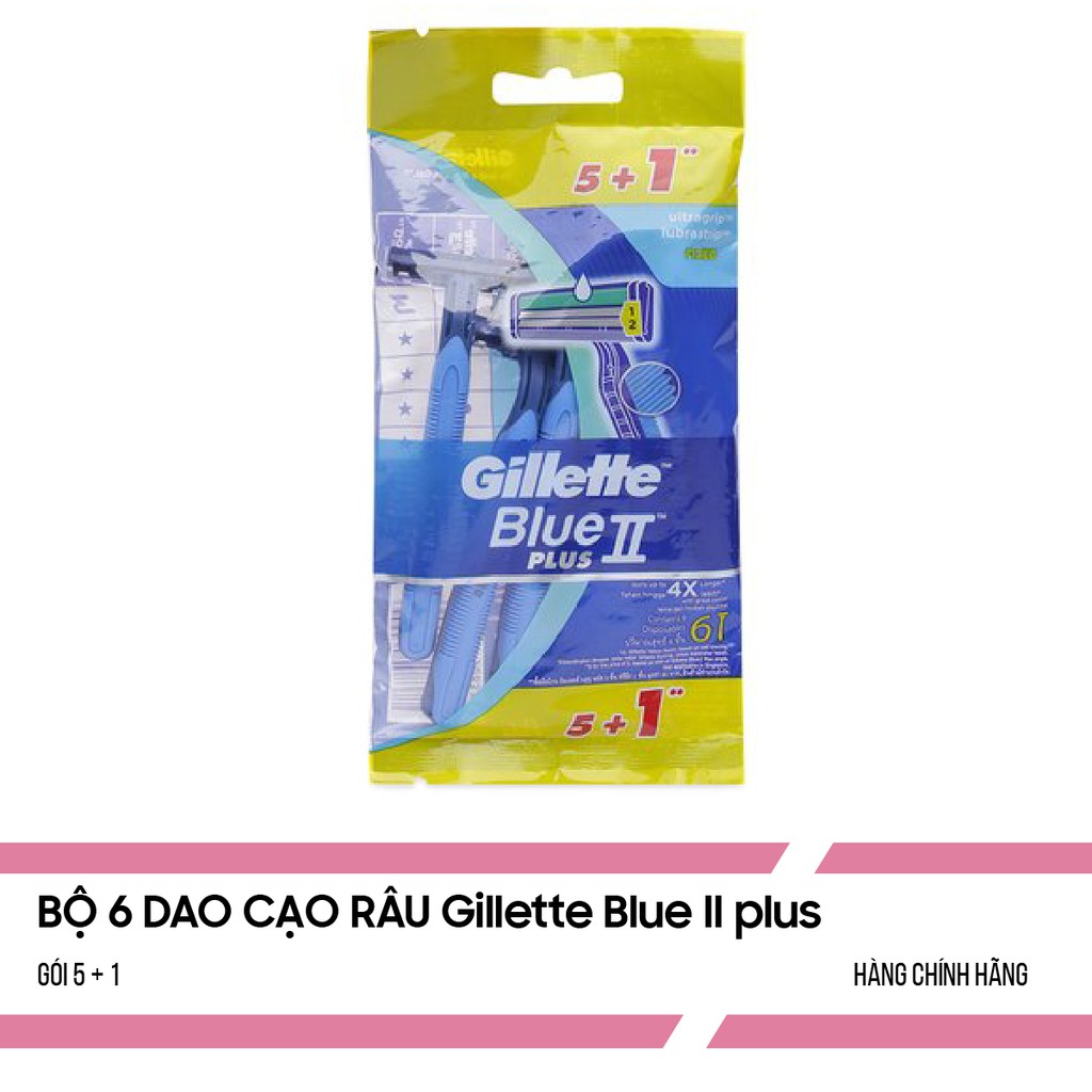 Bộ 6 cây dao cạo râu Gillette Blue II Plus