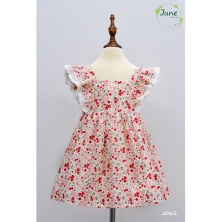 Váy đầm hoa nhí đỏ bèo cánh tiên bé gái