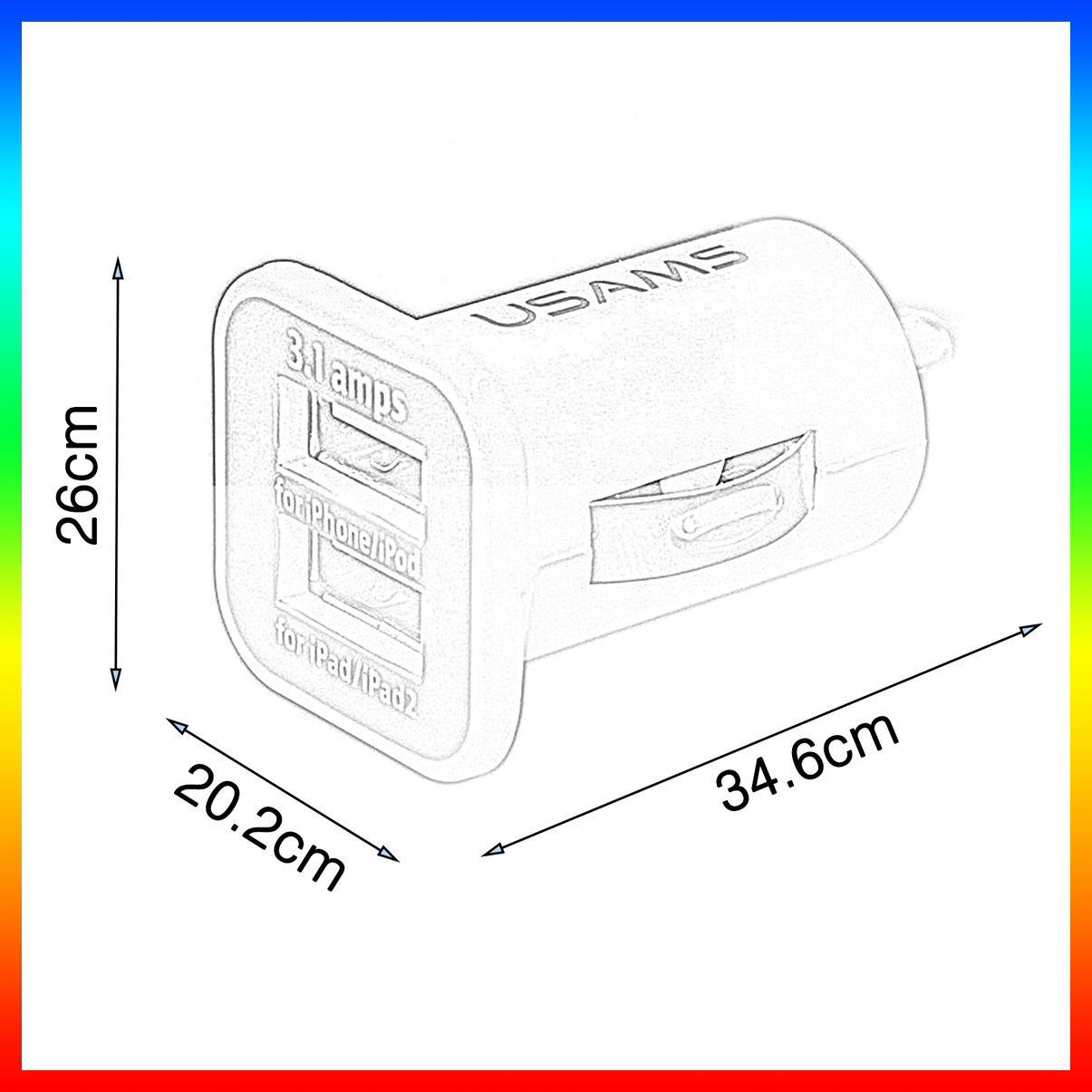 Củ Sạc Trên Ô Tô 12v 3.1a Usb Kép Dành Cho Điện Thoại / Máy Tính Bảng / Pc