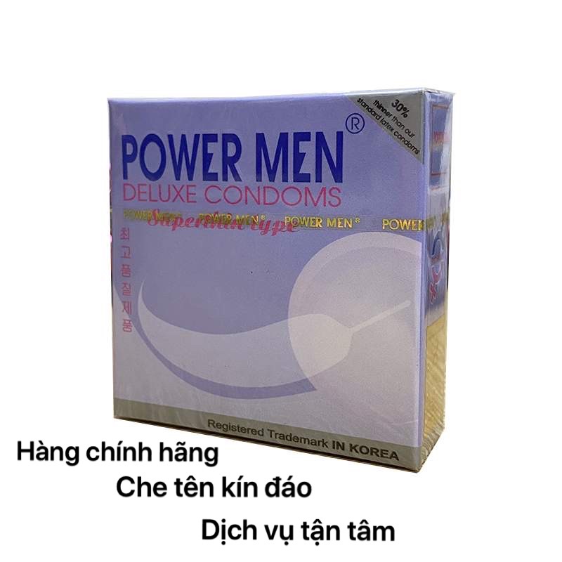 Bao cao su POWER MEN siêu mỏng truyền nhiệt hộp 3 cái