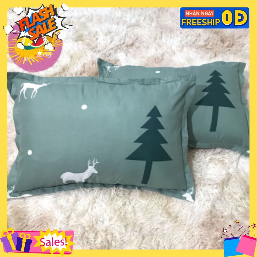Vỏ Áo Gối Nằm Cotton poly,có chọn mẫu sẵn hàng-cây thông xanh