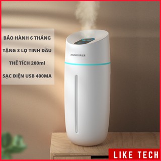 Máy tạo độ ẩm không khí, phun sương HUMIDIFIER, cổng cắm USB, Tặng kèm 3 lọ tinh dầu, Bảo Hành 6 Tháng Chính Hãng