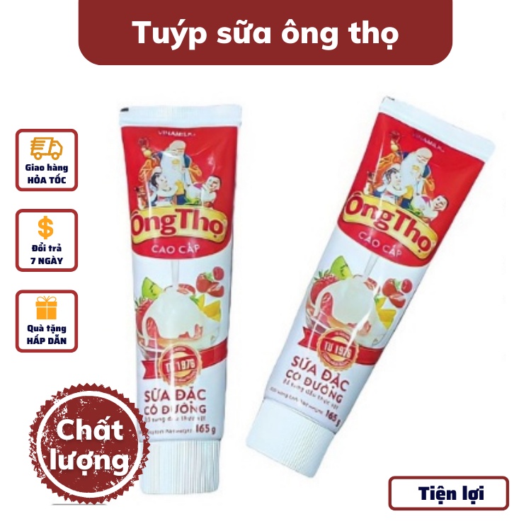 Sữa đặc Ông Thọ dạng tuýp 165 gram tiện lợi phù hợp pha cà phê phin ăn bánh mì hương vị đậm đà sánh quyện