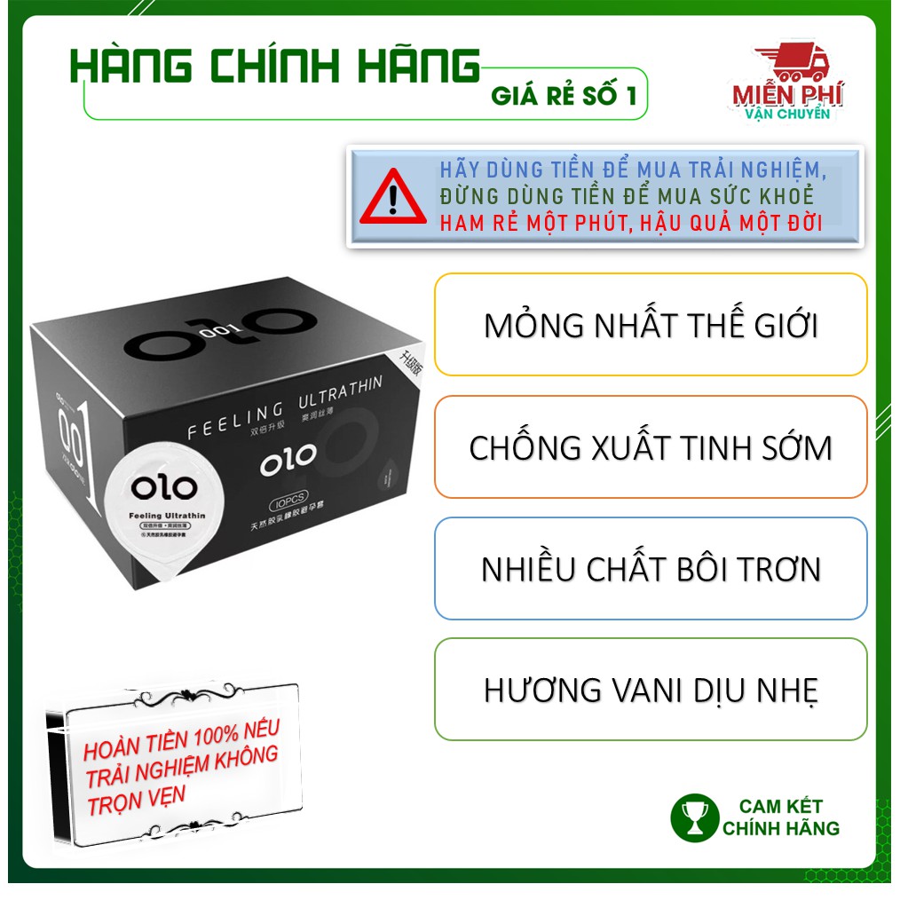 Bao Cao Su Siêu Mỏng OLO 001 Feeling Ultrathin - Hộp 10 Chiếc