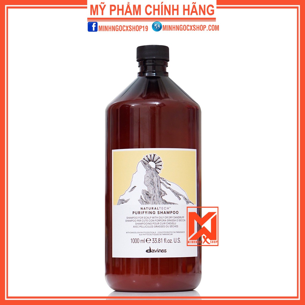 Dầu gội chống gàu DAVINES NATURALTECH PURIFYING 1000ml chính hãng