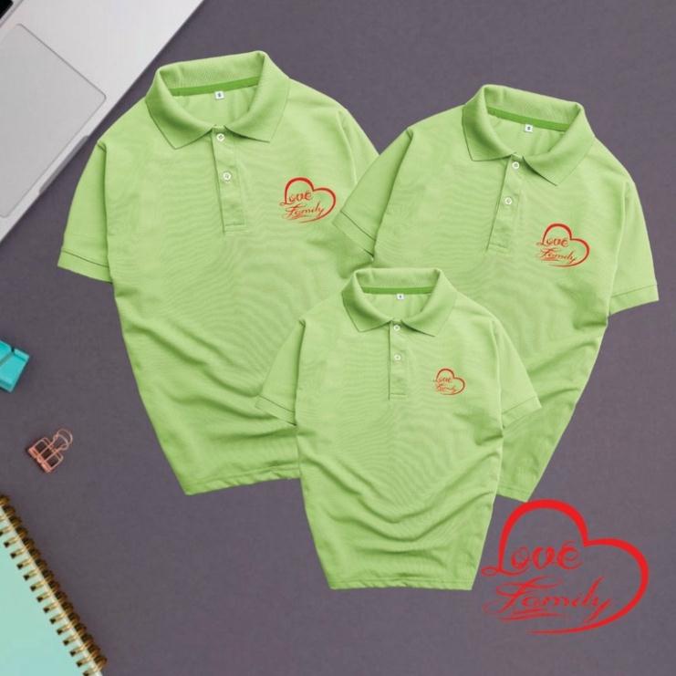 Áo Thun Nam Nữ Gia Đình POLO Có Cổ Chất  Poly Thái 4 Chiều Đủ Size Cho Các Thành Viên Gia Đình Từ 8 -100kg - LOVE FAMILY