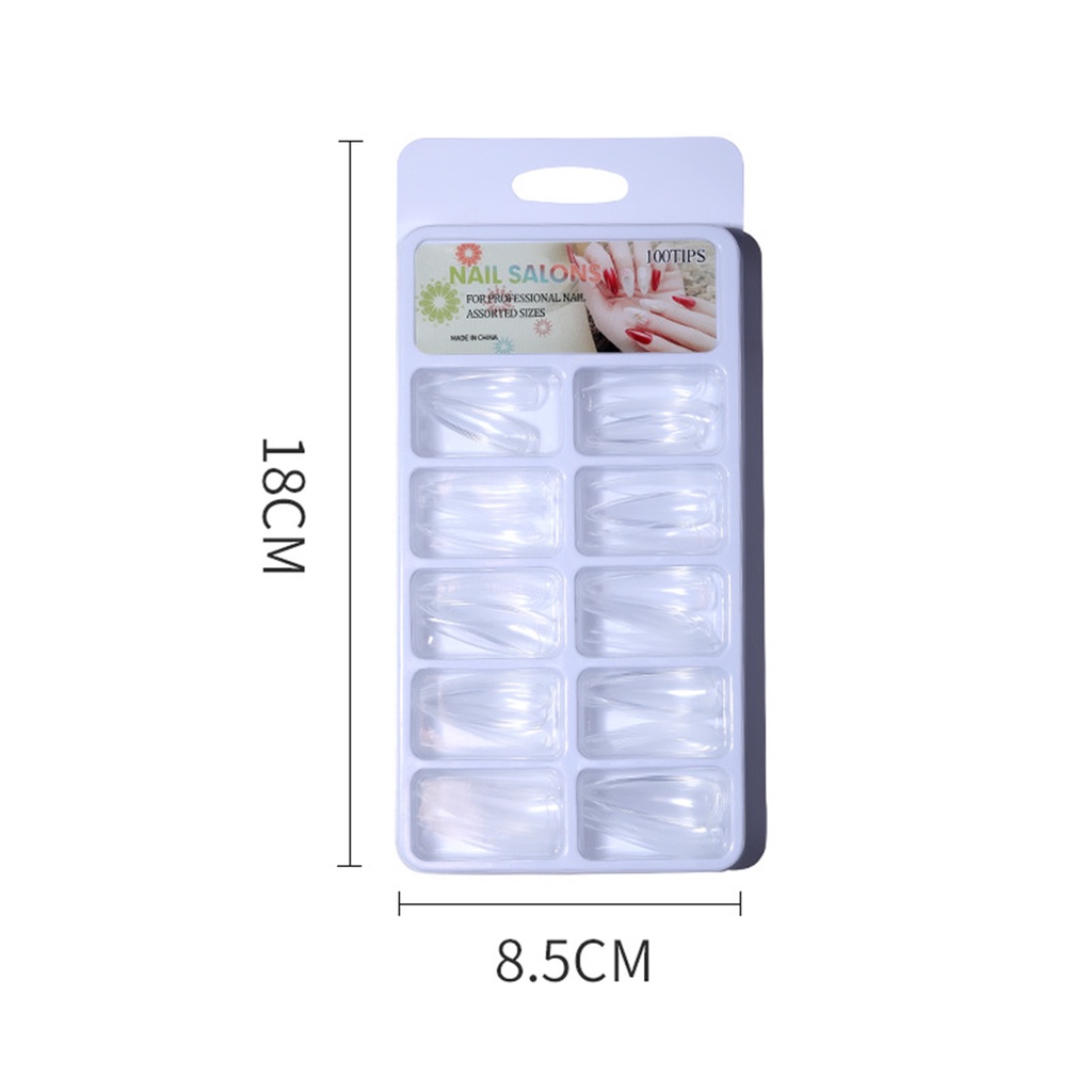 Hộp 100 Móng Tay Giả Trong Suốt Siêu Mỏng Không Để Lại Dấu Vết