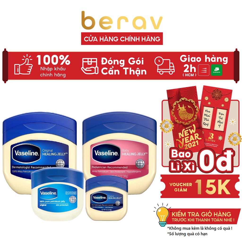 Sáp Dưỡng Ẩm Đa Năng Vaseline Pure Petrolium Jelly 49g/100g/368g