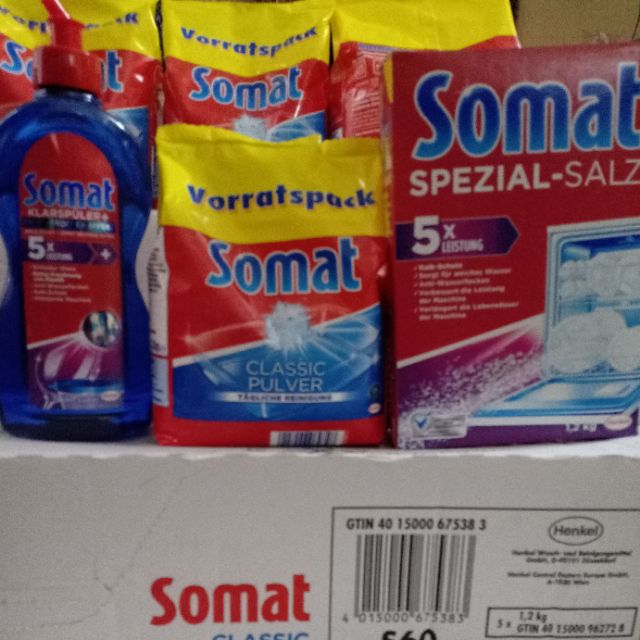 Bộ sản phẩm bột rửa bát Sonat 1,2kg ,Muối làm mềm nước Somat 1,2 và chai nước làm bóng 500 ml
