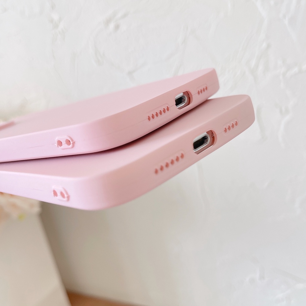 Ốp Điện Thoại Màu Hồng Nhạt Thời Trang Chống Sốc Cho iPhone 14 / 13 / 12 / 11 / X / 8 / 7P