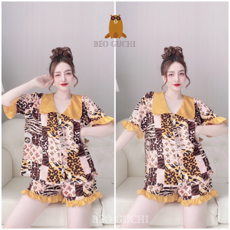 Đùi Tiểu Thư 50-110kg K1M Béo Guchi Bigsize Pijama Lụa Mango-Đồ bộ nữ đồ ngủ mặc nhà