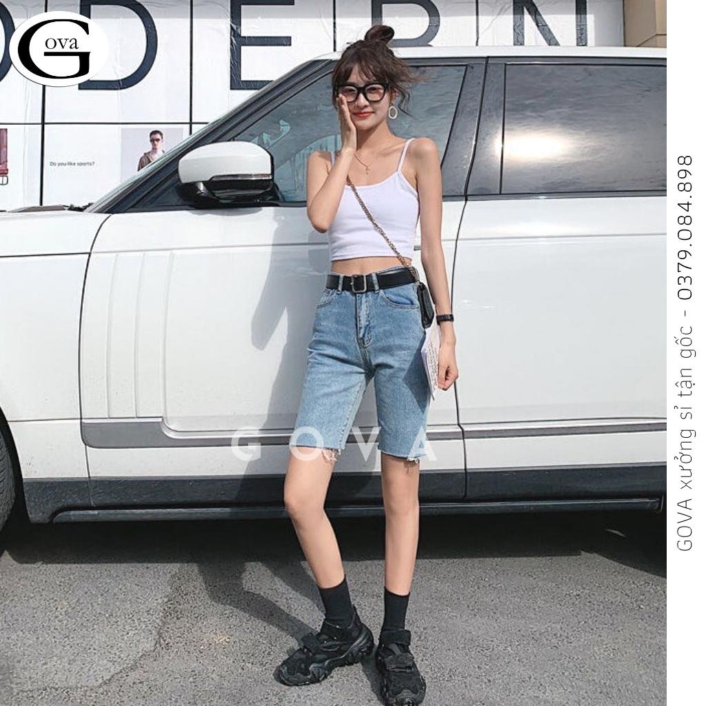 Áo Croptop HAI DÂY MẢNH Thun Borip Kiểu Sexy Nữ, Áo Thun Ôm Body Đẹp GOVA