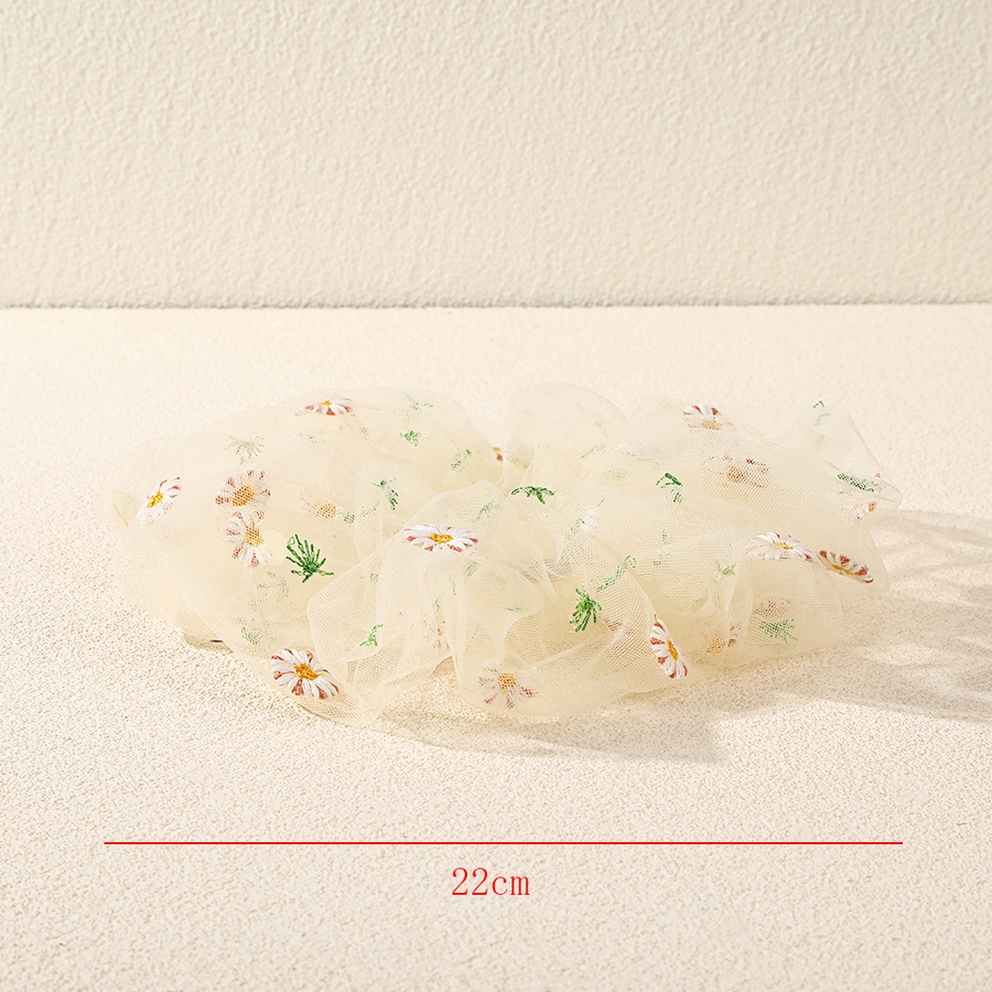 Dây Buộc Tóc Vải Lưới Thêu Hoa 22Cm Kiểu Hàn Quốc Dễ Thương Cho Bạn Gái