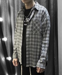 Áo sơ mi flannel đen trắng kẻ nhỏ Brocode
