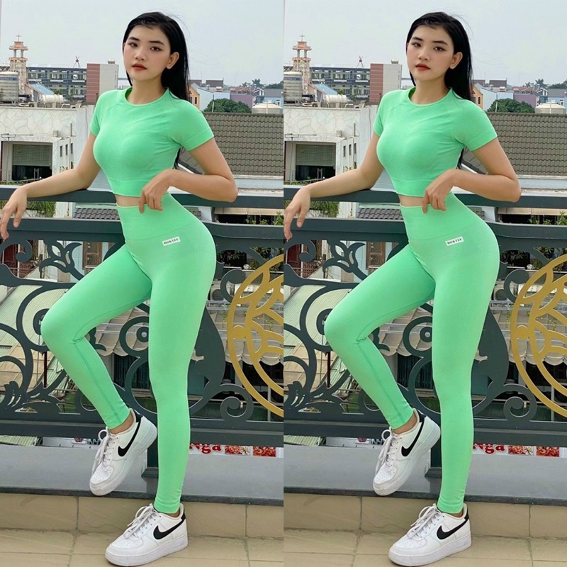 Bộ Botee Trơn Áo Crop Quần Dài