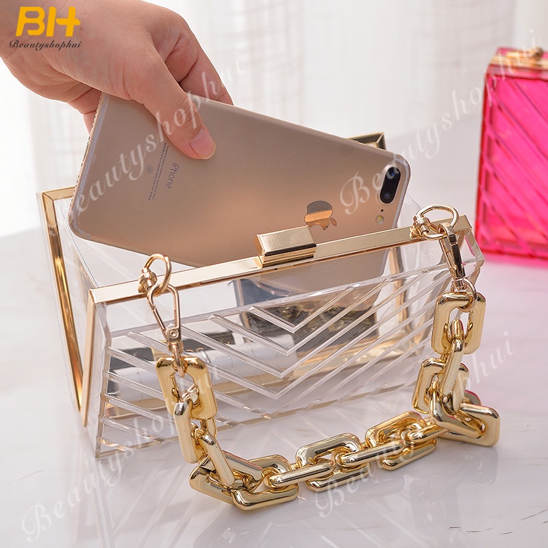 Túi Xách Tay Bằng Acrylic Trong Suốt Phong Cách Âu Mỹ 2022 Thời Trang Dễ Phối Đồ Cho Nữ