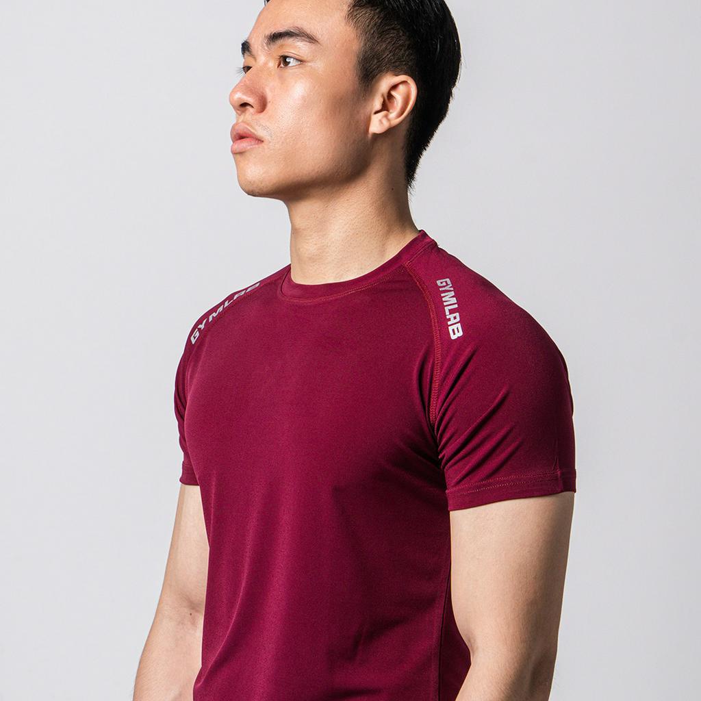 Áo thể thao tập gym nam Gymlab tay ngắn cổ tròn form fit vải poly thoáng mát - ARM LOGO