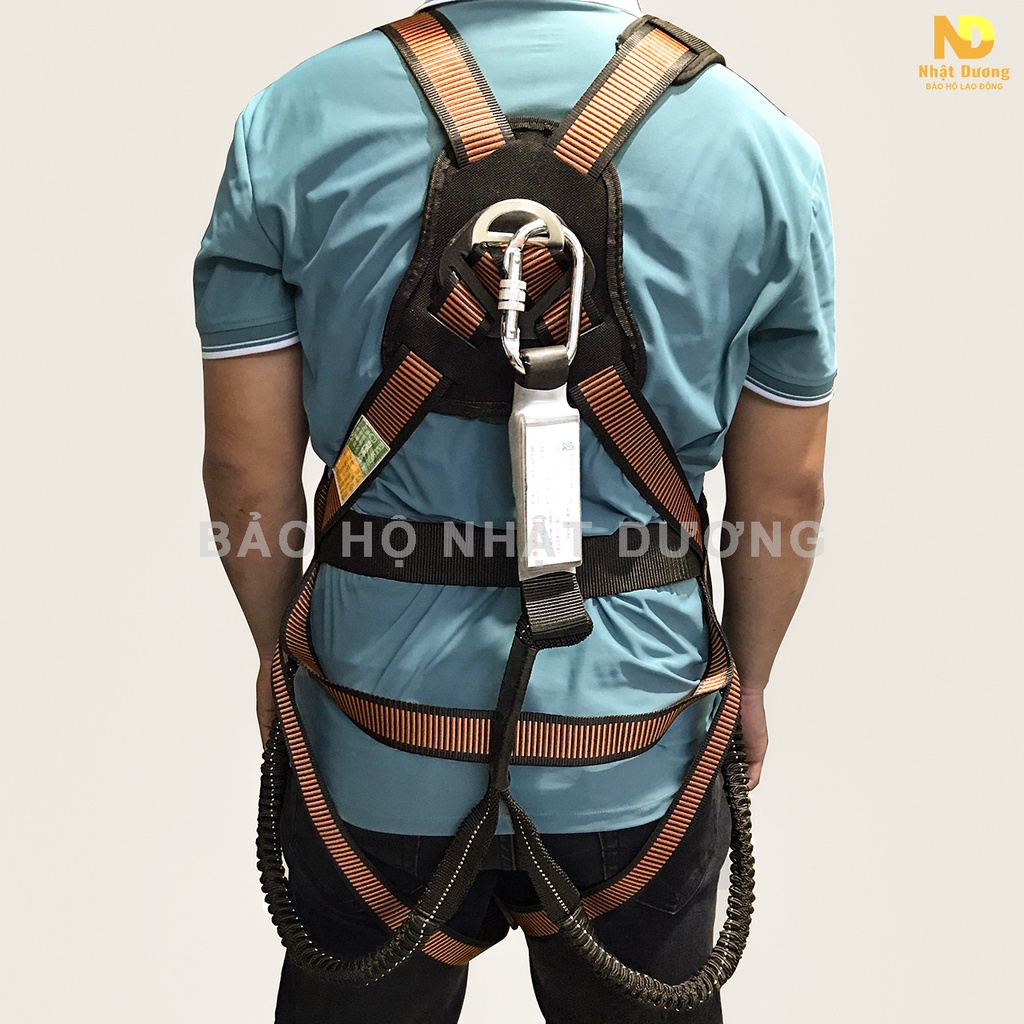 Dây an toàn toàn thân 2 móc nhôm thun đàn hồi có giảm xóc HPH55, Dây bảo hộ lao động Nhật Dương cao cấp