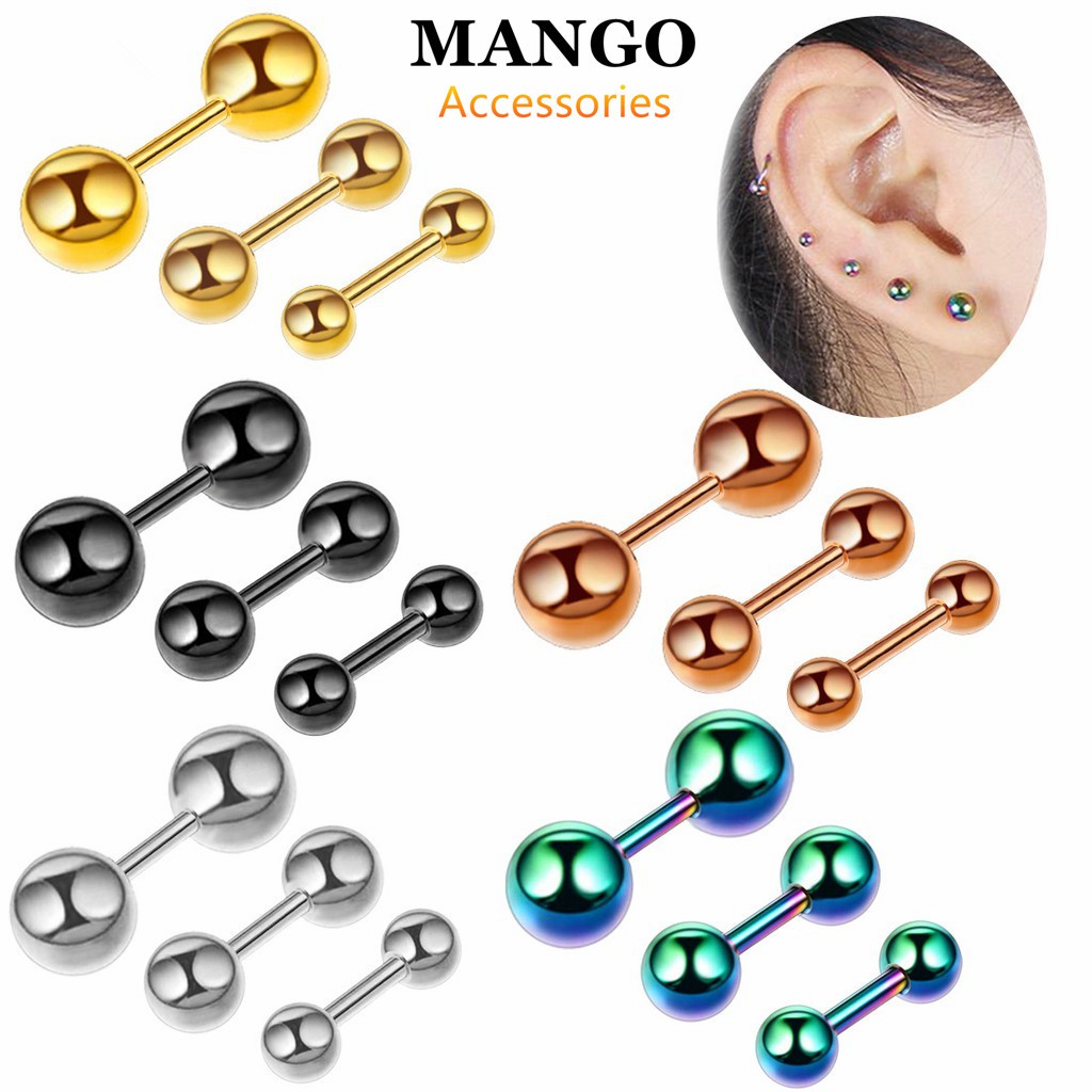 Colorful Dumbbell Shaped Double Head Titanium Steel Earrings T423