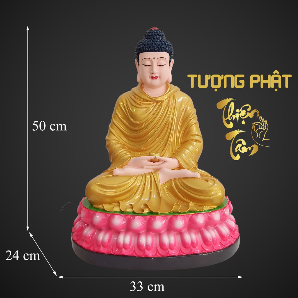 Tượng Phật Thích Ca Mâu Ni cao 35cm - Ngồi – Màu Vàng (Mẫu Đài Loan) 003VN-PTC - Tuong Phat Thich Ca Mau Ni