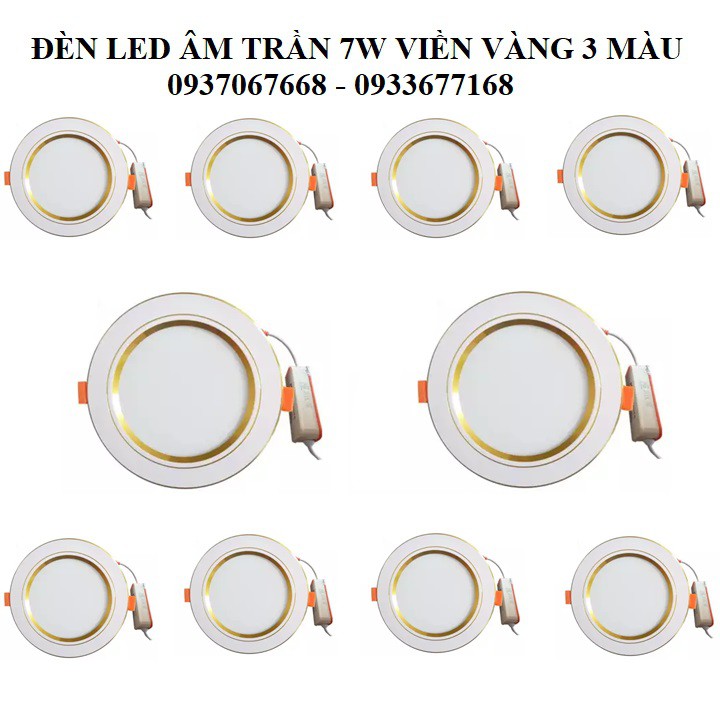 COMBO 10 ĐÈN LED ÂM TRẦN 7W VIỀN VÀNG 3 CHẾ ĐỘ - LIGHTING MART - ĐÈN LED ÂM TRẦN 3 MÀU