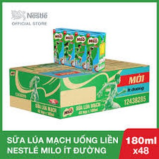 Thùng 48 Hộp Thức uống lúa mạch uống liền Nestlé MILO ít đường 180ml