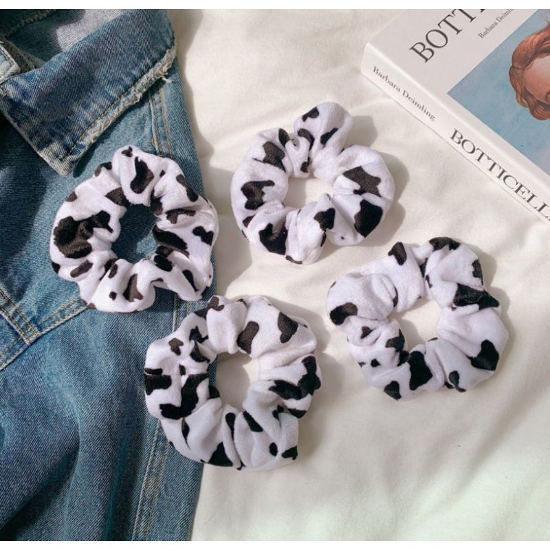 Scrunchies xinh màu da bò sữa, phụ kiện tóc hothit thời trang đẹp độc