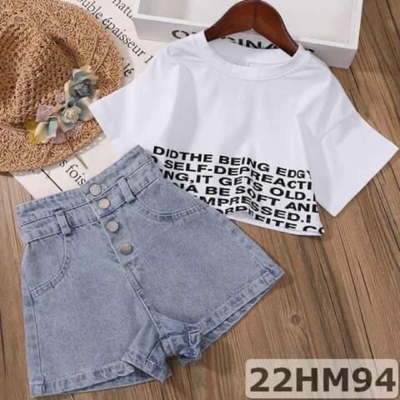 set bộ bò cạp cao áo croptop bé gái