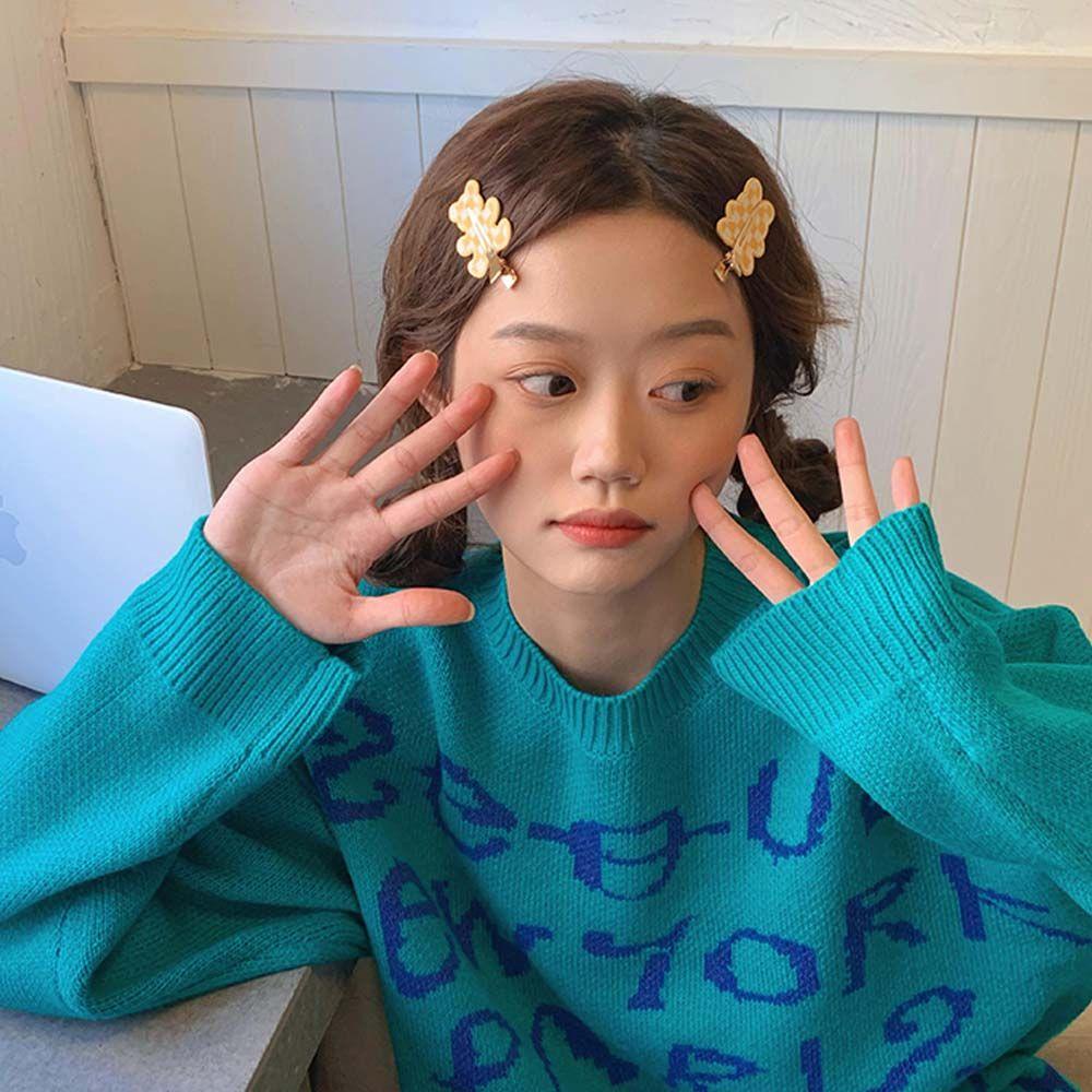 Kẹp Tóc Hình Thỏ / Gấu Họa Tiết Sọc Caro 15H Xinh Xắn Cho Nữ