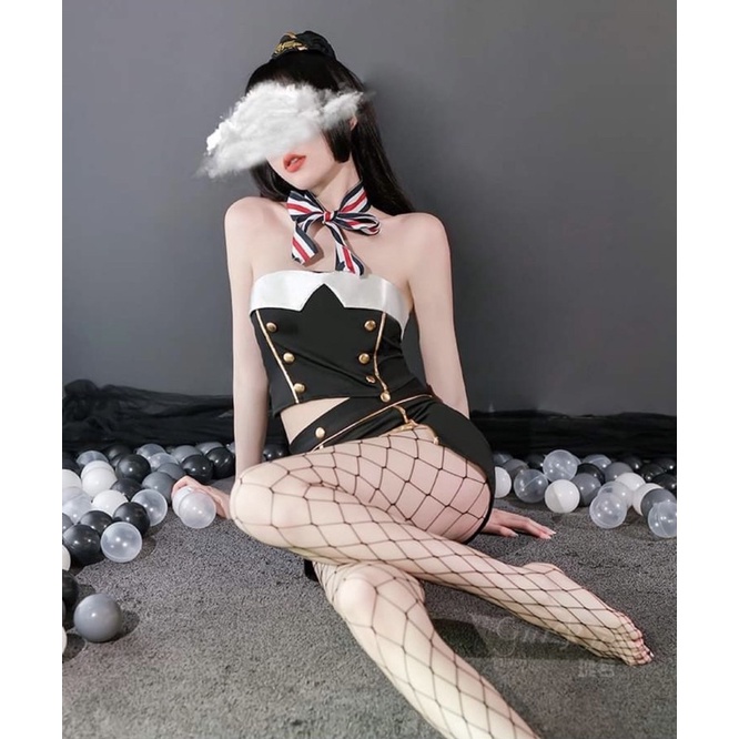 Set cosplay cô tiếp viên hàng không xinh đẹp[ Tặng kèm phụ kiện ]