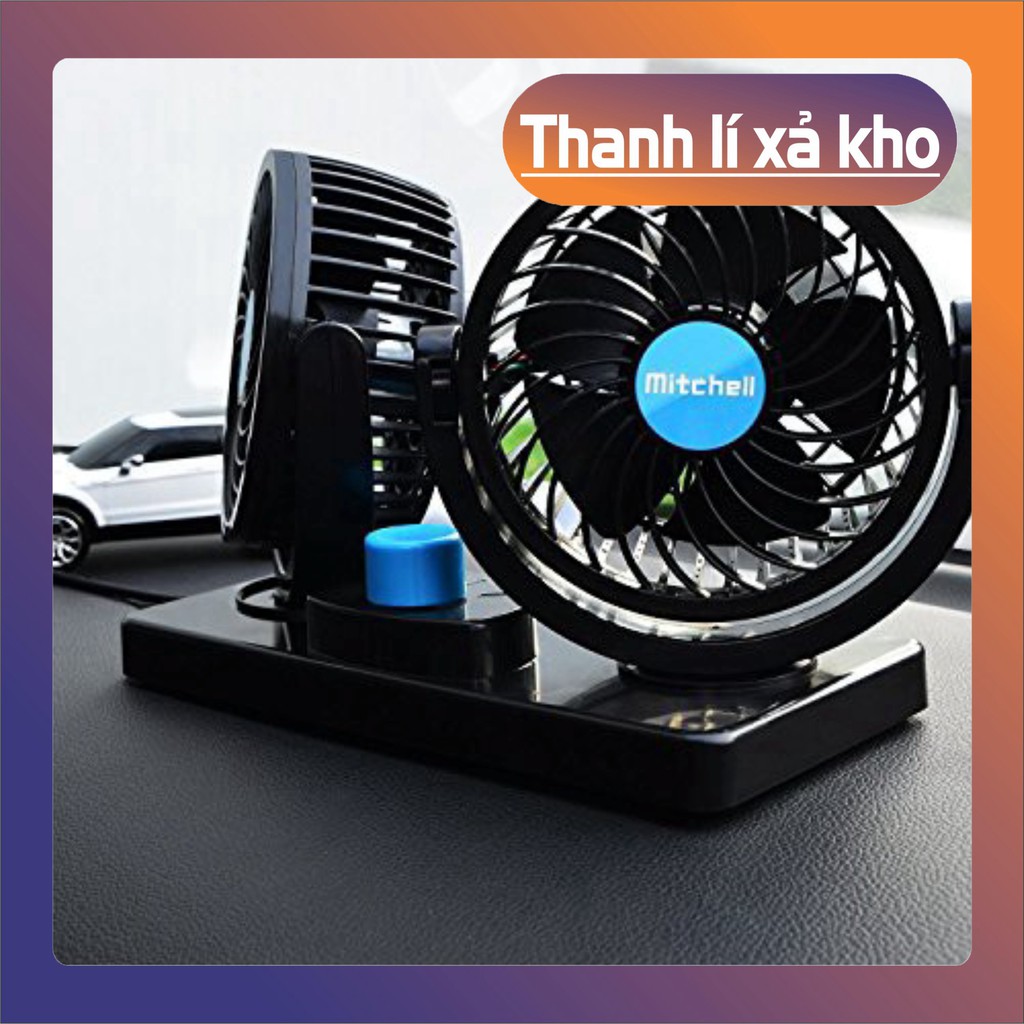 [FREE SHIP] Quạt Đôi Mini Thông Minh 12V Thông Gió Cho Xe Hơi Xe Tải Xoay 360 Độ [FREE SHIP]