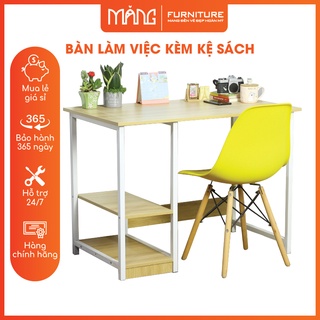 bàn học gỗ, có kệ, chân sắt chắc chắn dùng làm việc, học bài cho học sinh, sinh viên giá rẻ mẫu blv20